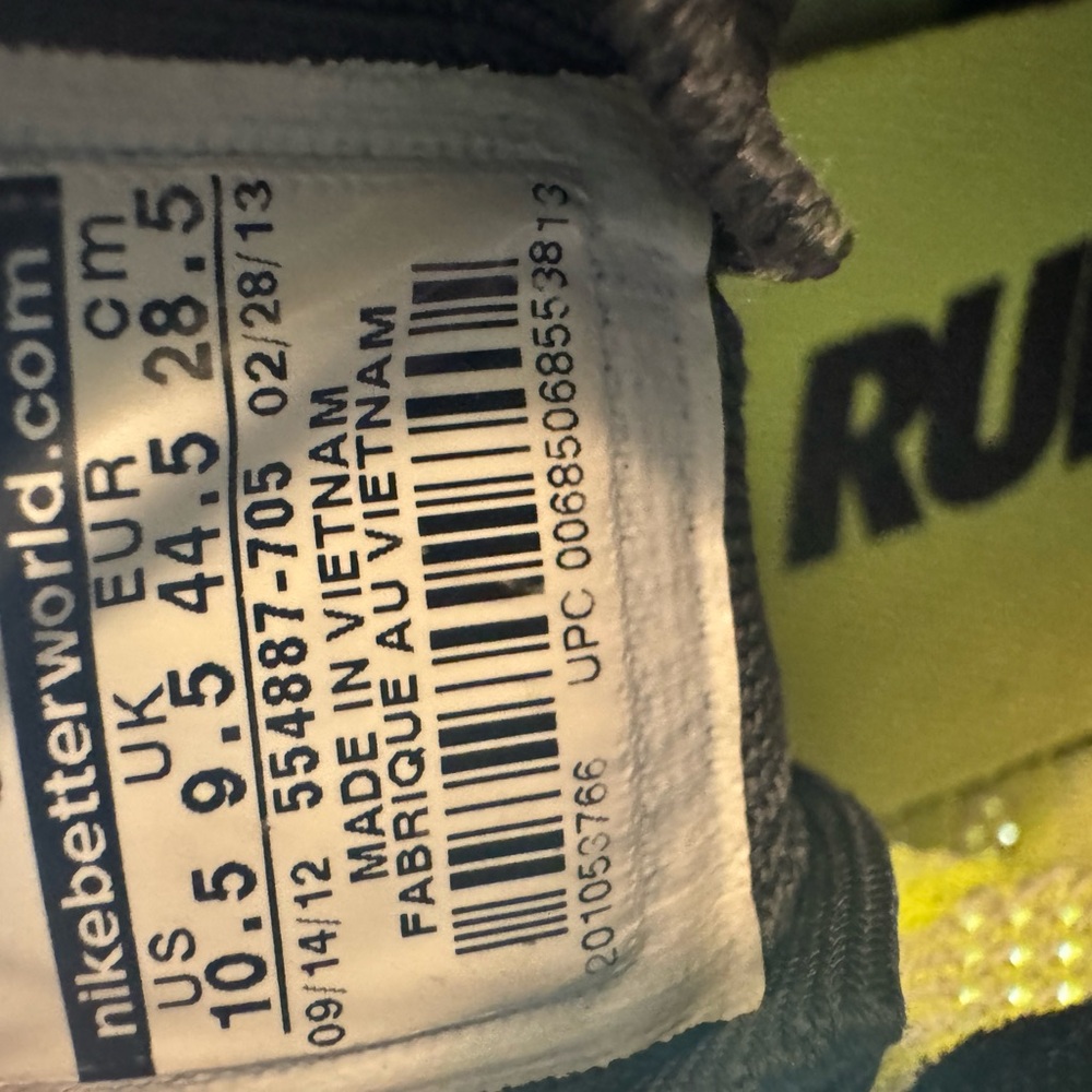 Nike Flyknit Lunar 1+ Volt Black 554887-705 Men’s Size 10.5 Running Shoes - Picture 11 of 11